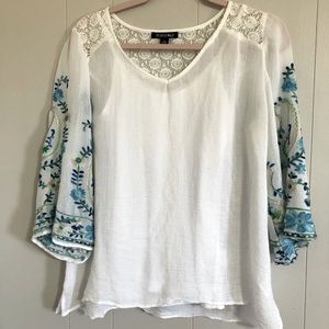 White Embroidered Blouse with Undershirt